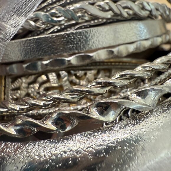 Bracelet Lot Silver Tone Cuffs & Bangles Boho, Casual, Classic, Neutral, Texture - Picture 3 of 9